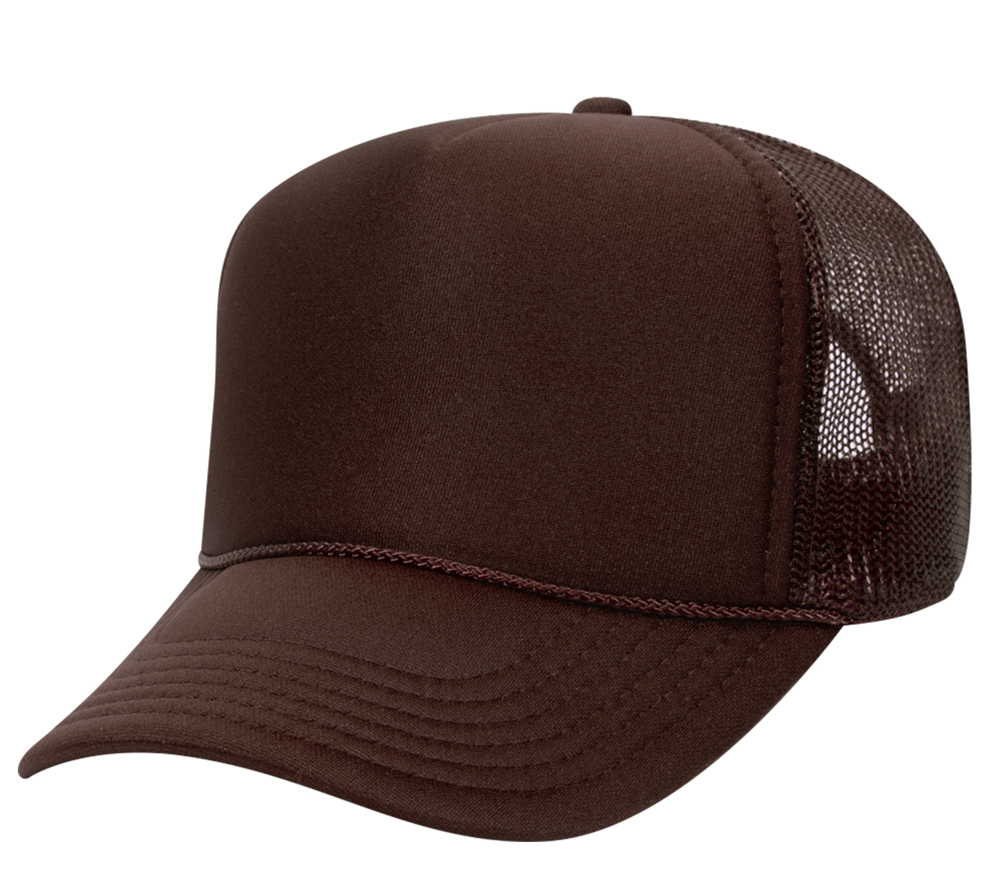 Brown Hat with Blue Embroidery