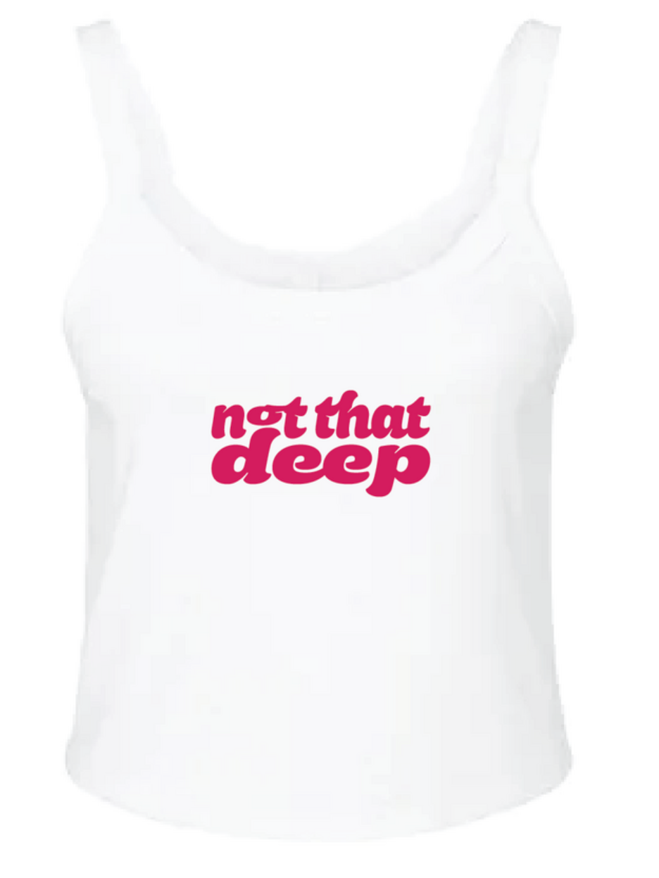 White Tank Top ~ Pink Font
