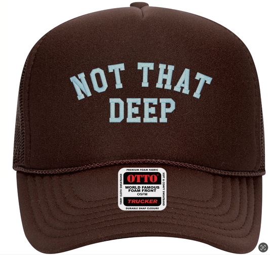 Brown Hat with Blue Embroidery